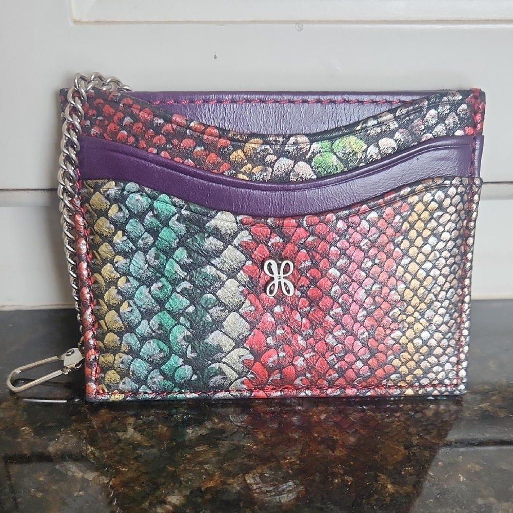 HOBO Multicolor Snake-Print Card Holder with Chain